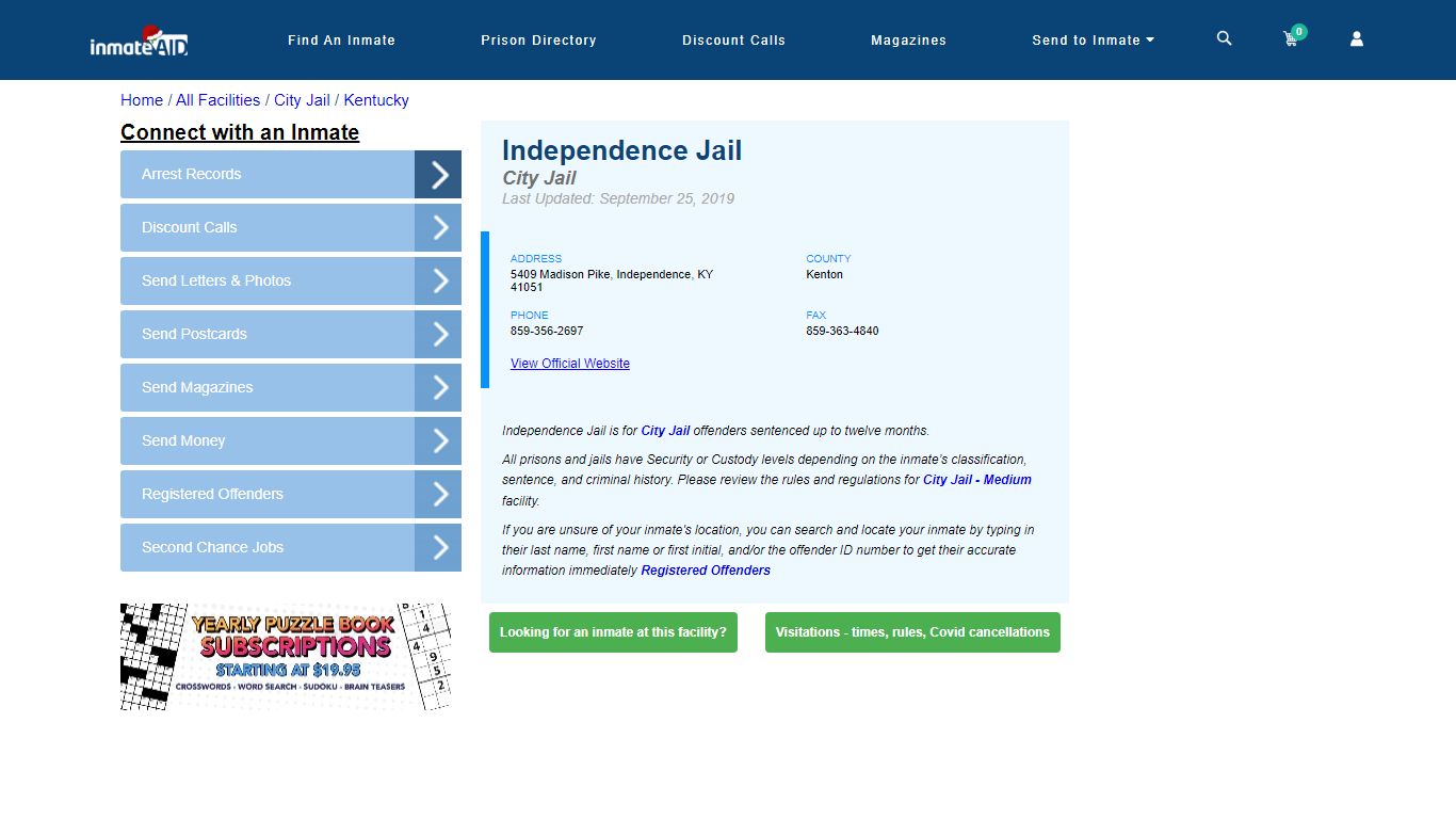 Independence Jail | Inmate Locator