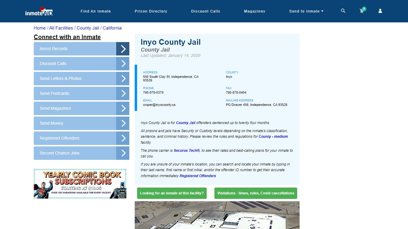 Inyo County Jail - Inmate Locator - Independence, CA