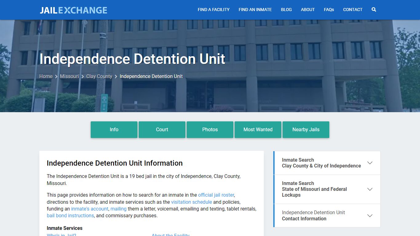 Independence Detention Unit, MO Inmate Search, Information - Jail Exchange
